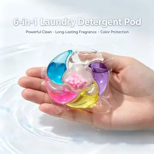Six-In-One Laundry Pods, 15/35/55 Count Per Bag, Long-Lasting Scent, Concentrated Stain Removal, Home Care, Softening, Multi-Functional