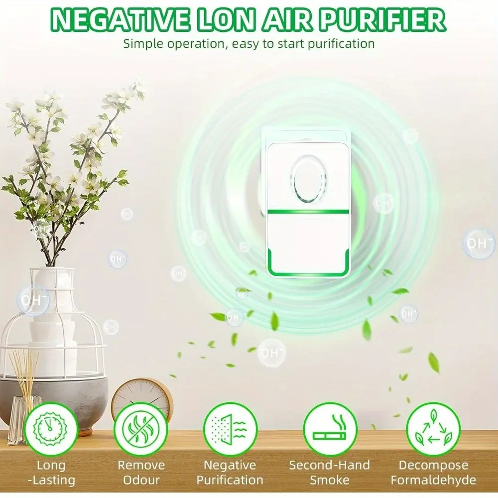 Compact Plug-in Filterless Air Ionizer Purifier, Silent Space-saving Ionic Air Cleaner for Home Office, Efficiently Remove Various Unpleasant Odors, Mini Portable Air Freshener, Practical Daily Gift Choice for Families with Pets