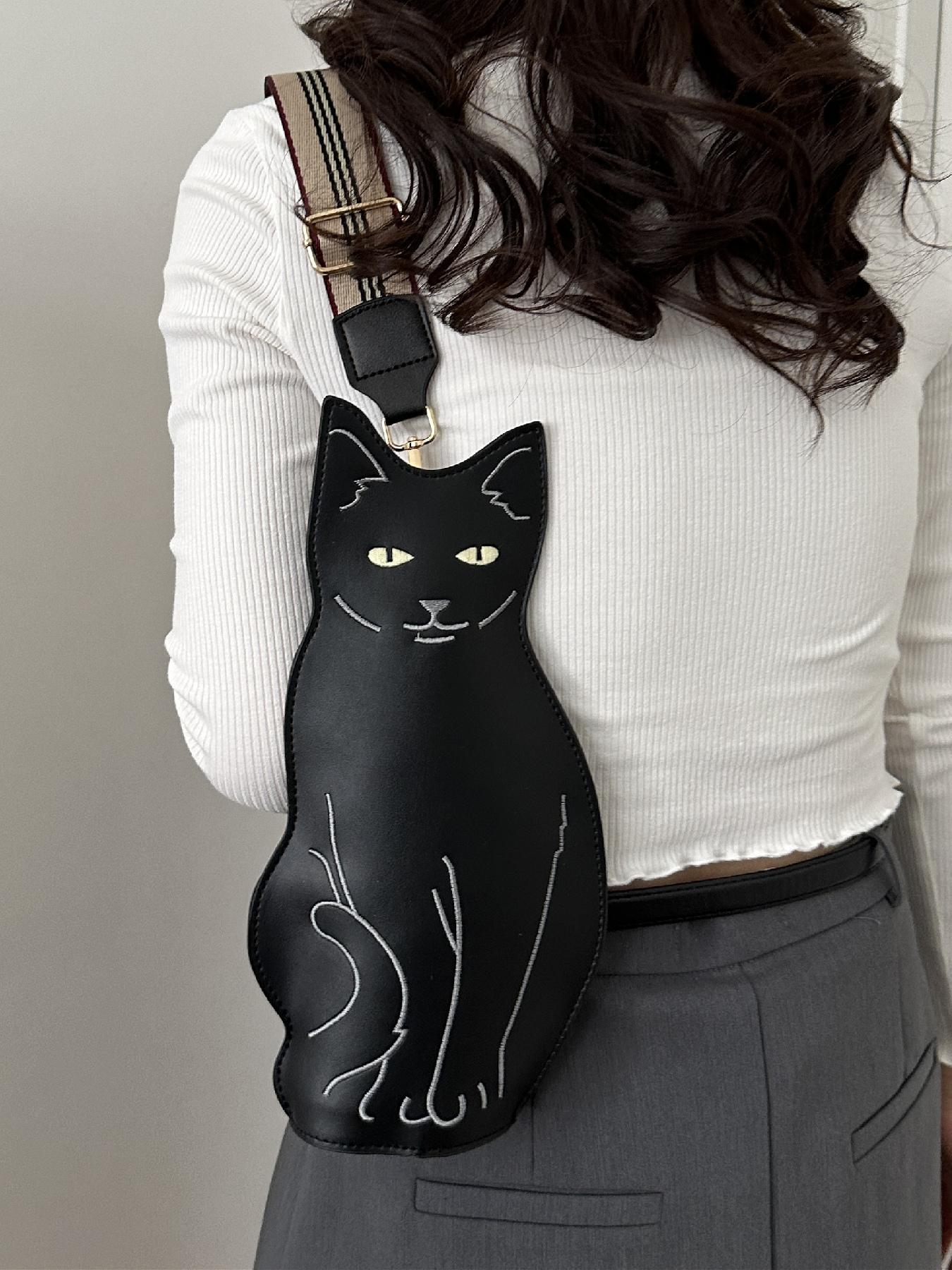 Women's  Cute Cat Design Zipper Fanny Pack, Novelty Animal Design Sling Bag for Daily Used, Casual Trendy Versatile High-quality Daily Commuting Bag, Casual Waist Bag, Zipper Belt Bag, Casual Bum Bag, Fashion Waist Packs