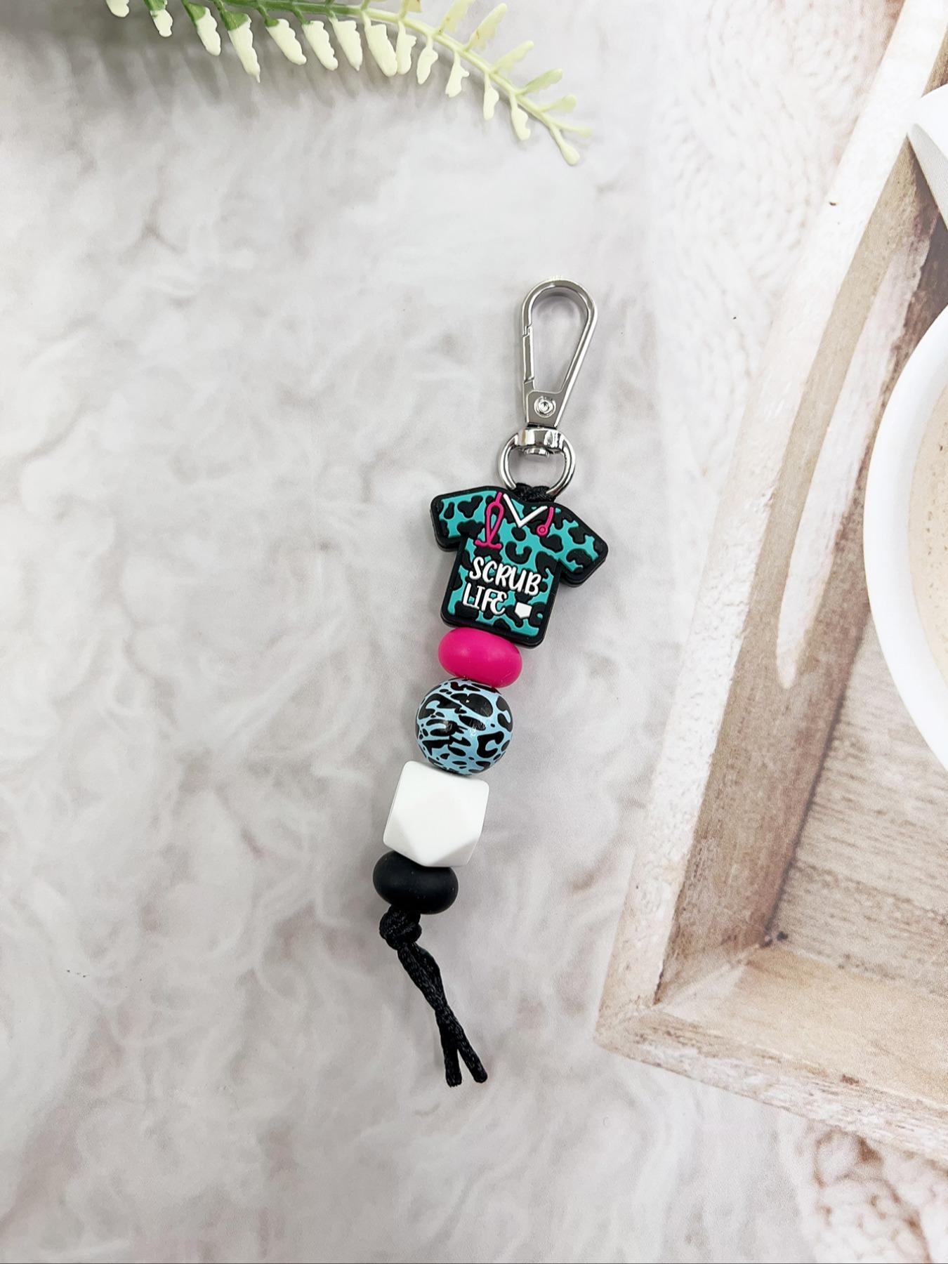 Cute Beaded Design Keychain, Novelty Keychain for Women & Men, Stylish Keychain, Fashion Accessories for Daily Bag, Key Decor, Thoughtful Gifts for Healthcare Workers, Handmade Keychain