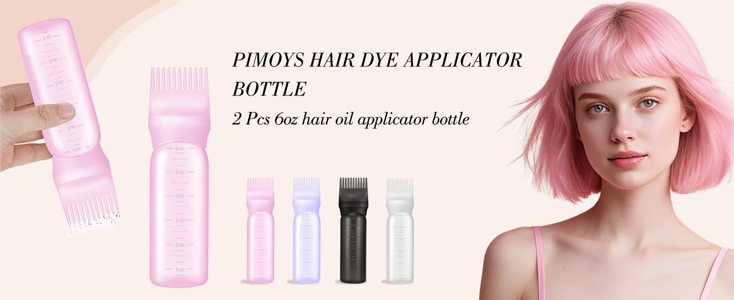 Eenty 2 Pack Root Comb Applicator Bottle, 6 Ounce Oil Applicator for Hair Dye, Hair Oiling Applicator Hair Coloring Brush Bottle with Graduated Scale