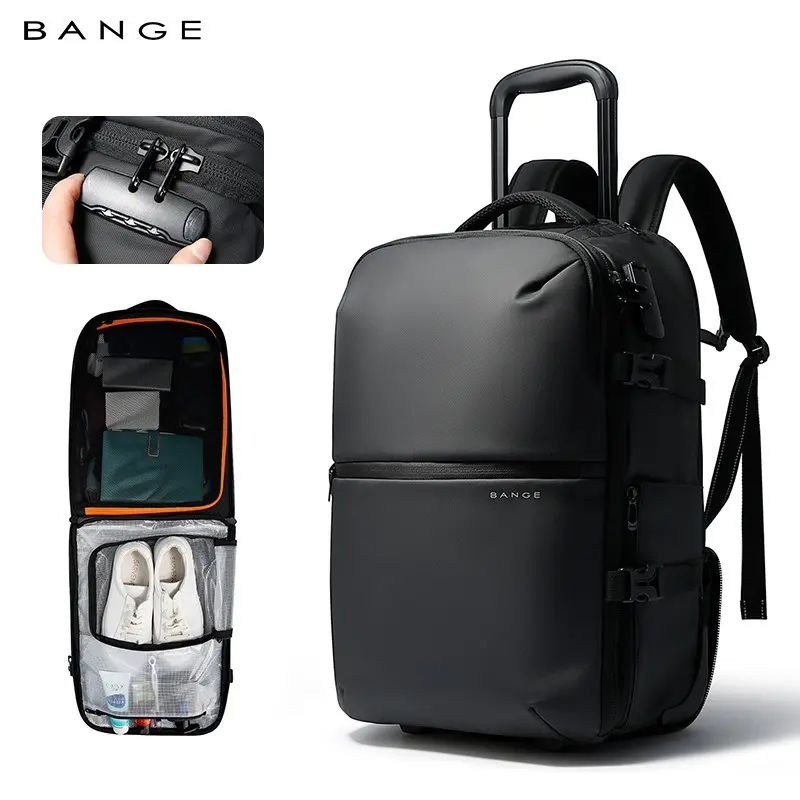 BANGE Backpack Men's Backpack Business Travel Rod Backpack Premium Sense Computer Bag Large Capacity Travel Bag Laptop Backpacks