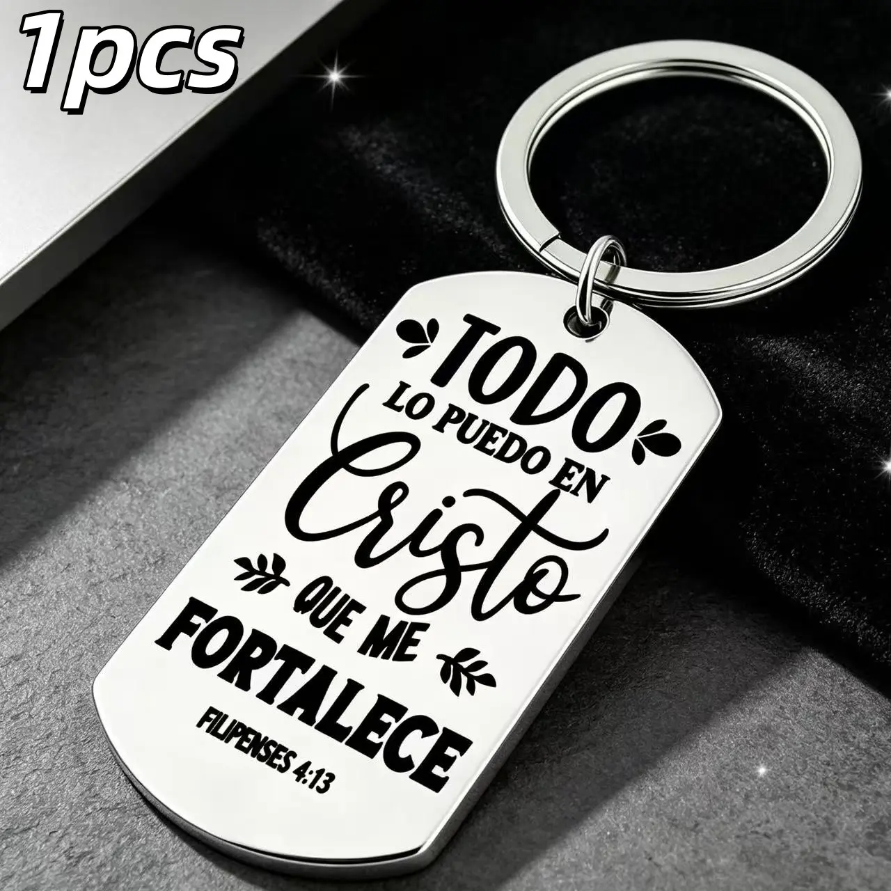 1 piece new Spanish Bible scripture stainless steel keychain - religious belief pendant Keychain Charm