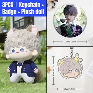 Love and deepspace plush doll three-piece set, Cute stuffies, Sylus/Zayne/Rafayel restored character, The set includes a plush toy, a keychain, and a badge, Suitable for backpack accessories, clothing accessories, holiday gifts, animation collections