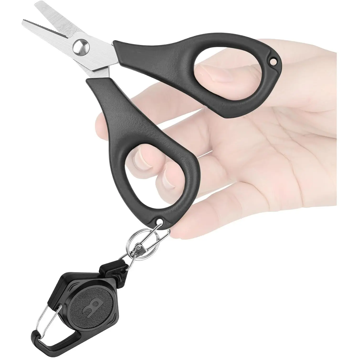 for Braided Line: Braided Line  with Zinger Retractor for Saltwater and Freshwater -  Serrated Shears Multi-Function  Snips, S01 3.9" Black