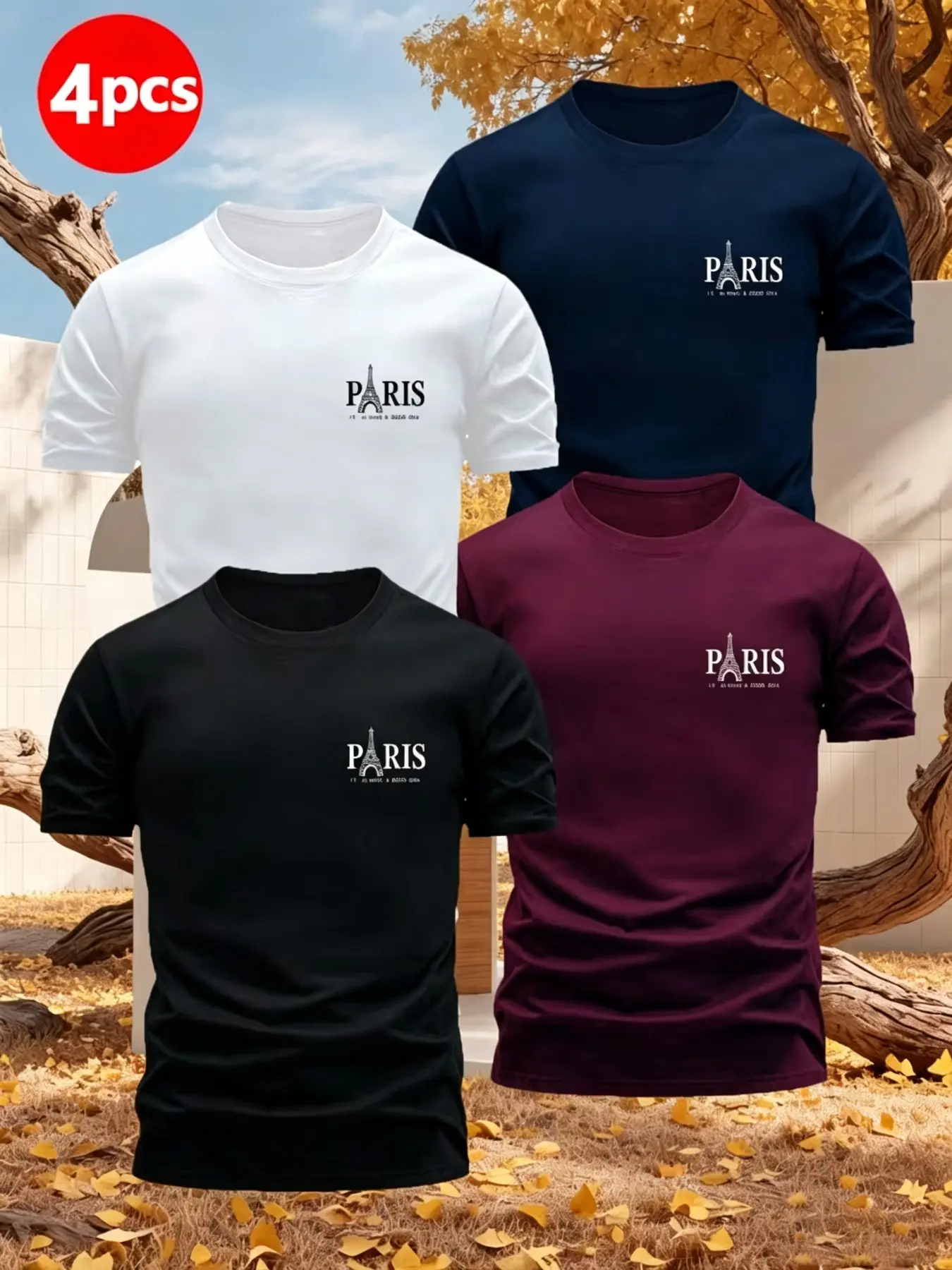 4-Pack Men's Sporty Quick-Dry T-Shirts, Casual Sporty Top, Breathable Round Neck Short Sleeve, Washable, Ideal for Gym, Running, Hiking, Beach, Sports
