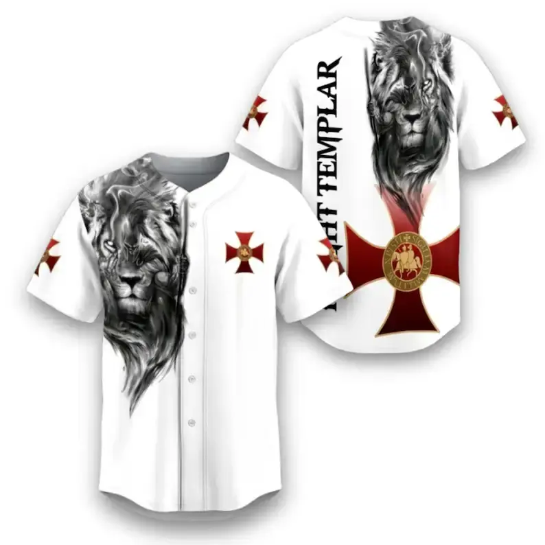 Knights Templar Lion Baseball Jersey, Christian Crusader Shirt