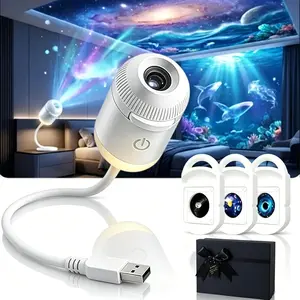 New Hd Smart Dynamic 5d Holographic Night Light Projector, Plug and Play Hd Star Projector, 360° Adjustable Hd Galaxy and Ocean Projector for Bedroom Ceiling