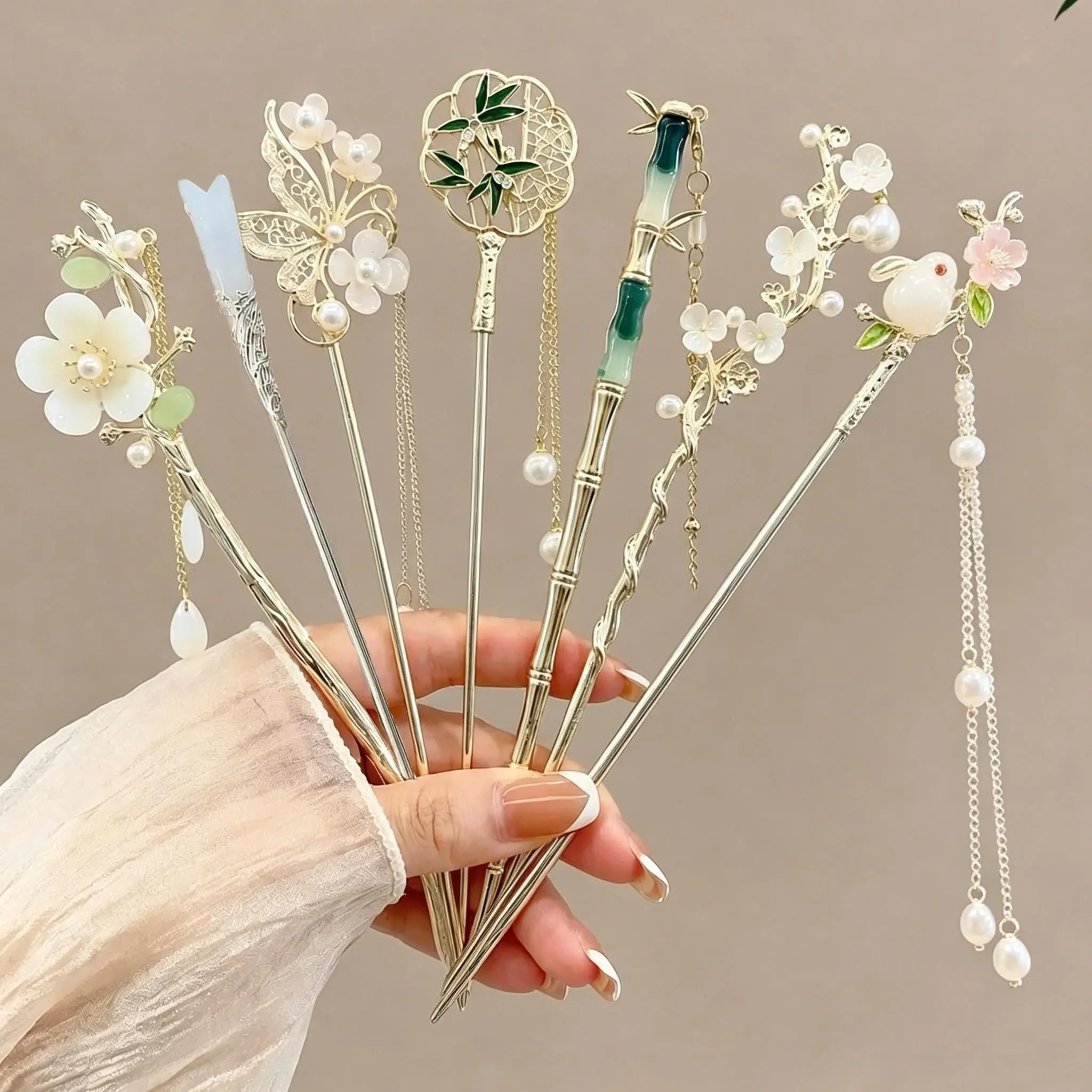 7pcs New Traditional Chinese Hairpins for Women, Elegant Hanfu Hair Accessories, Daily Commute Hair Decor, Perfect Gift for Best Friend Birthday