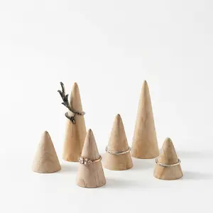 6 count  Ring Holder 3 Sizes Wooden Cone Display Stand for Men Womens  Engagement Wedding Ring Organizer Freestanding  Kitchen Display Mens Accessories