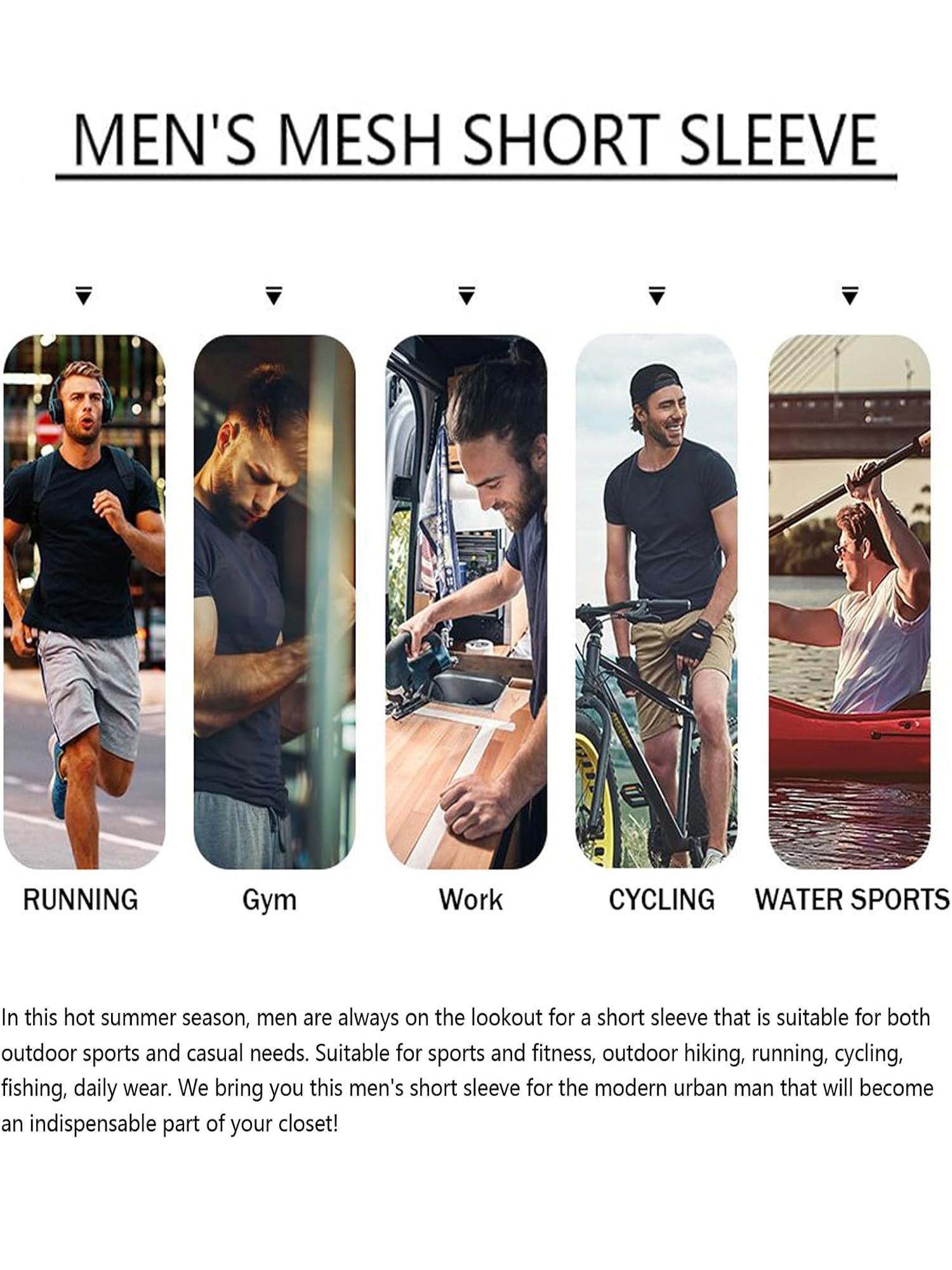 3PCS Men's Ice Silky Fiber T-Shirts | Breathable, Moisture-Wicking, High-Elasticity, Loose-Fit, Quick-Summer Sports Basic Round Neck Tees