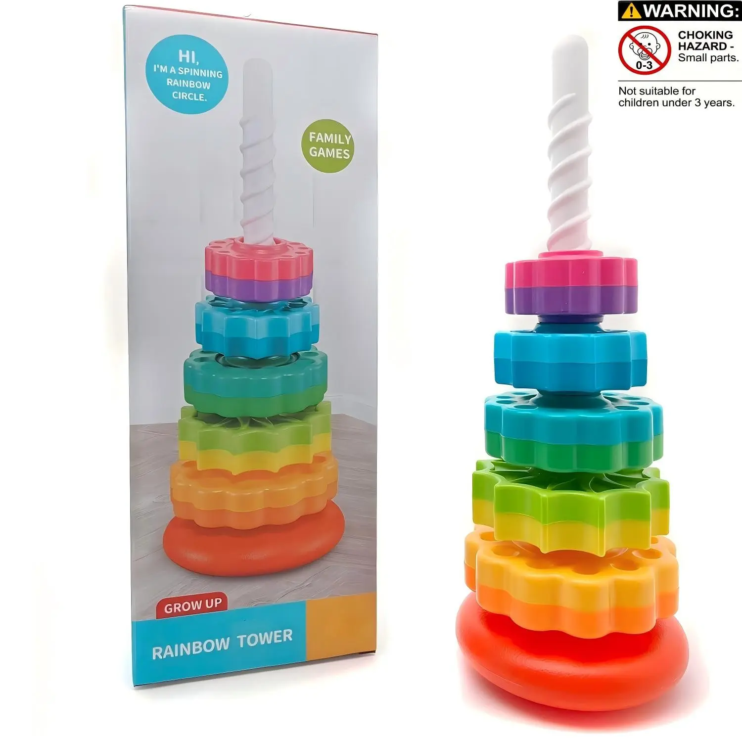Rotating Tower Toy, 1 Set Early Education Color Recognition Toys, Parent-Child Interactive Game Toys, Educational Toy for Kids