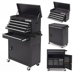 Garvee Heavy Duty 5-Drawer Rolling Metal Tool Chest Cabinet - Metal Storage Organizer with Sliding Drawers, Protective Liners, Wheels, Tool Organization Solution for Garage, Workshop, Black