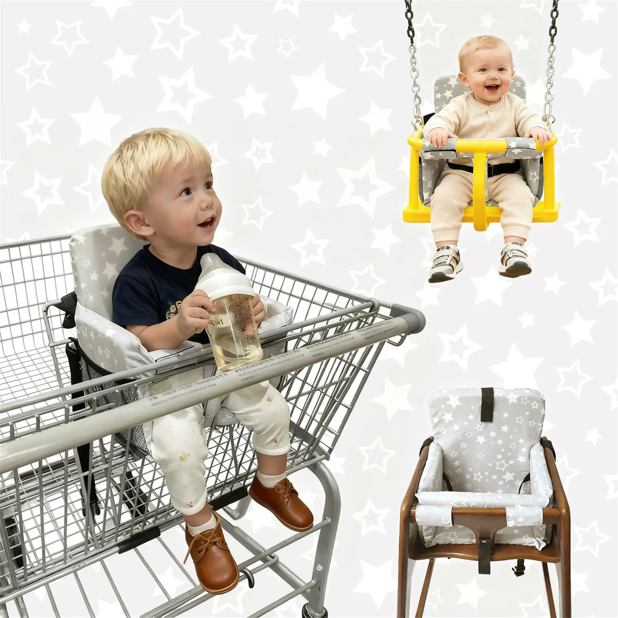 1pc Shopping Cart Seat Cover for Baby, High Chair & Grocery Seat Protector, Padded Cushioning Chair Covers for Restaurant Seats, Unisex Machine Washable Grocery Cart Liner & Swing Insert, Practicality