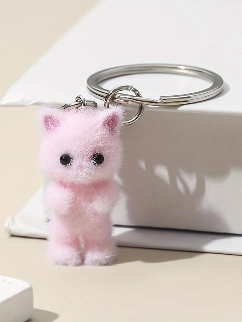 Cute Cat Design Keychain, Fuzzy Keychain, Trendy Cute Keychain for Car Keys for Women & Men, Fashion Accessories for Bag Backpack Wallet Pendants Decor