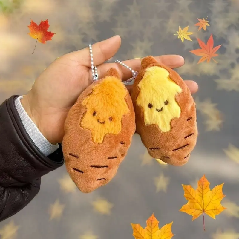 Plush Bag Charm, Toasted Sweet Potato Keychain in Velvet Cloth, Lowkey Style Backpack Accessories with a Curved Form and Gradient Hue, Unisex Cozy Gift with Hypoallergenic Fill., Lowkey Style Charms & Twillies, Cozy Gifts