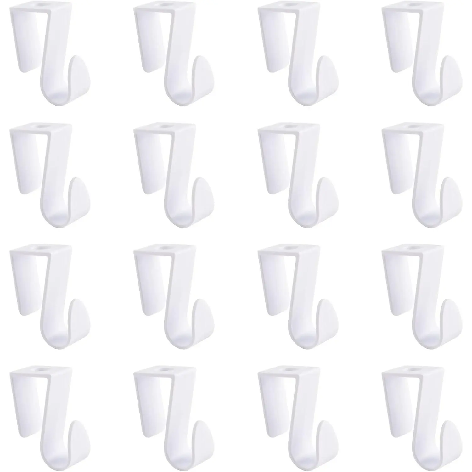 Over Cabinet Door Hooks, 16 count Plastic Multi-Purpose Over The Cupboard Drawer Hooks Space-Saving Hanger Extender Clips for Kitchen Bathroom Bedroom (White)