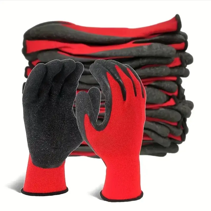 Anti-Slip Thick Latex Work Gloves for Men, Professional Protective Garden Nylon Gloves for Women, Mechanical Safety Working Gloves