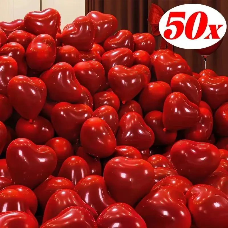 10 in Red Heart Shape Latex Balloon Garland Kit, 50/10pcs Inflatable Balloon Set for Valentine’s Day Wedding Decoration Supplies (Home & Festive Party Essentials), Decorations