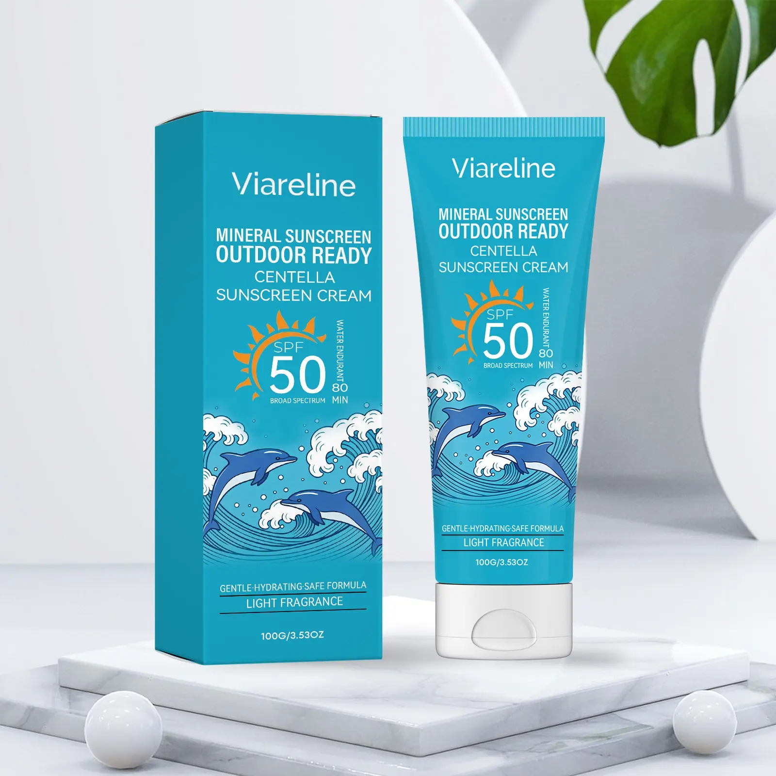 Cica Sunscreen Spf50 Pa+++, Lightweight Non-Greasy Face & Body Sunscreen, Waterproof for Outdoor Daily Use, Ideal for All Skin Types