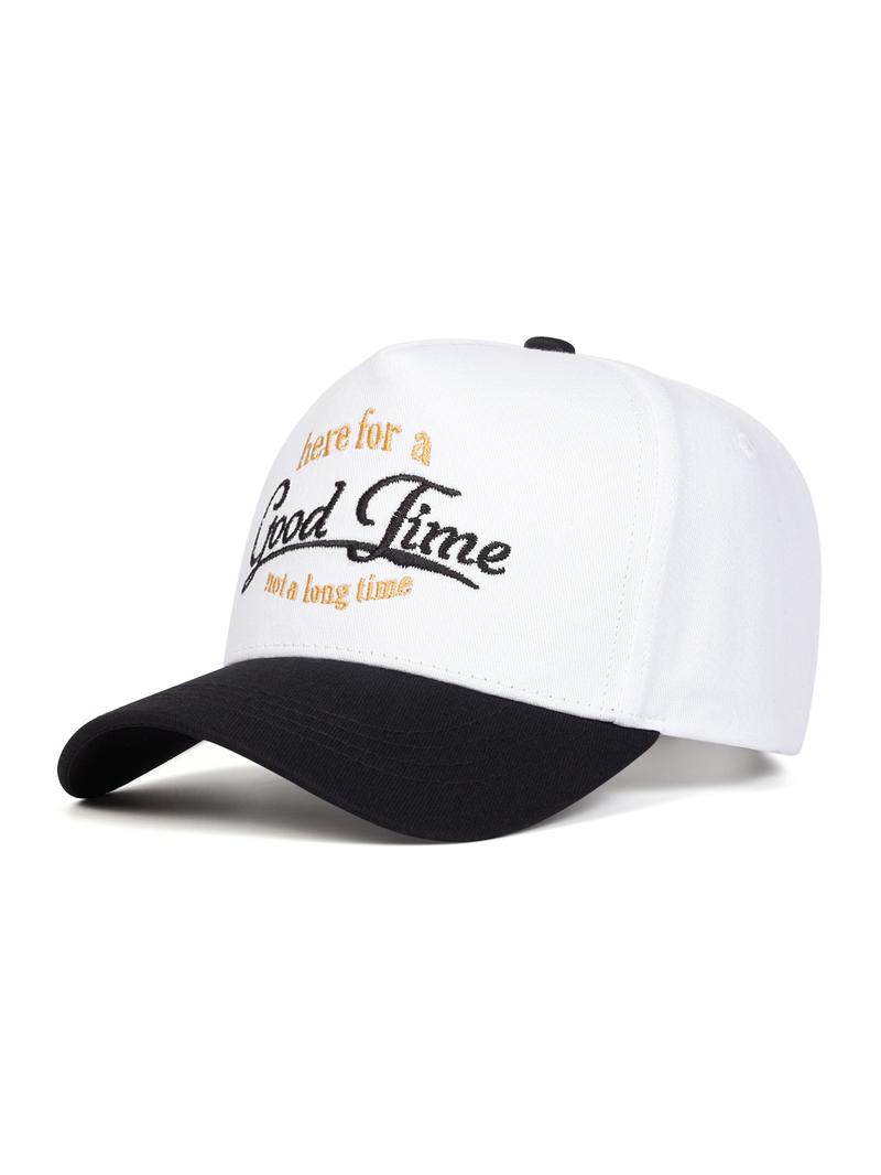 Unisex Good Time Embroidered Baseball Cap, Adjustable Outdoor Sun Protection Hat, Casual Fitted Woven Fabric for Spring & Fall, Premium Quality Cap