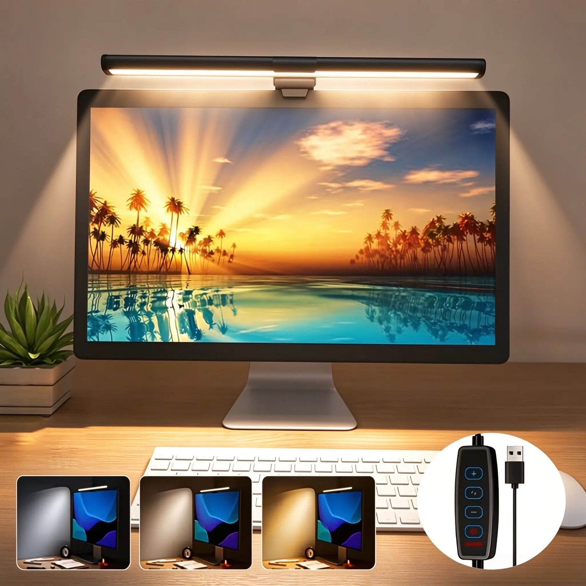 Adjustable LED Screen Light Bar, Three Color LED Desk Lamp, Ideal for Monitor Backlight, Ambient Lighting, Cabinet Lighting, Live Streaming, Gaming, Reading