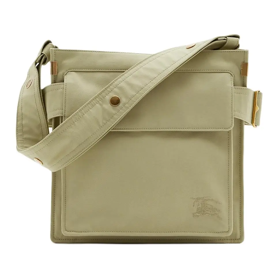 Burberry Trench Cotton-Polyester Crossbody Bag for Men, Adjustable Strap, Small Size, Light Beige
