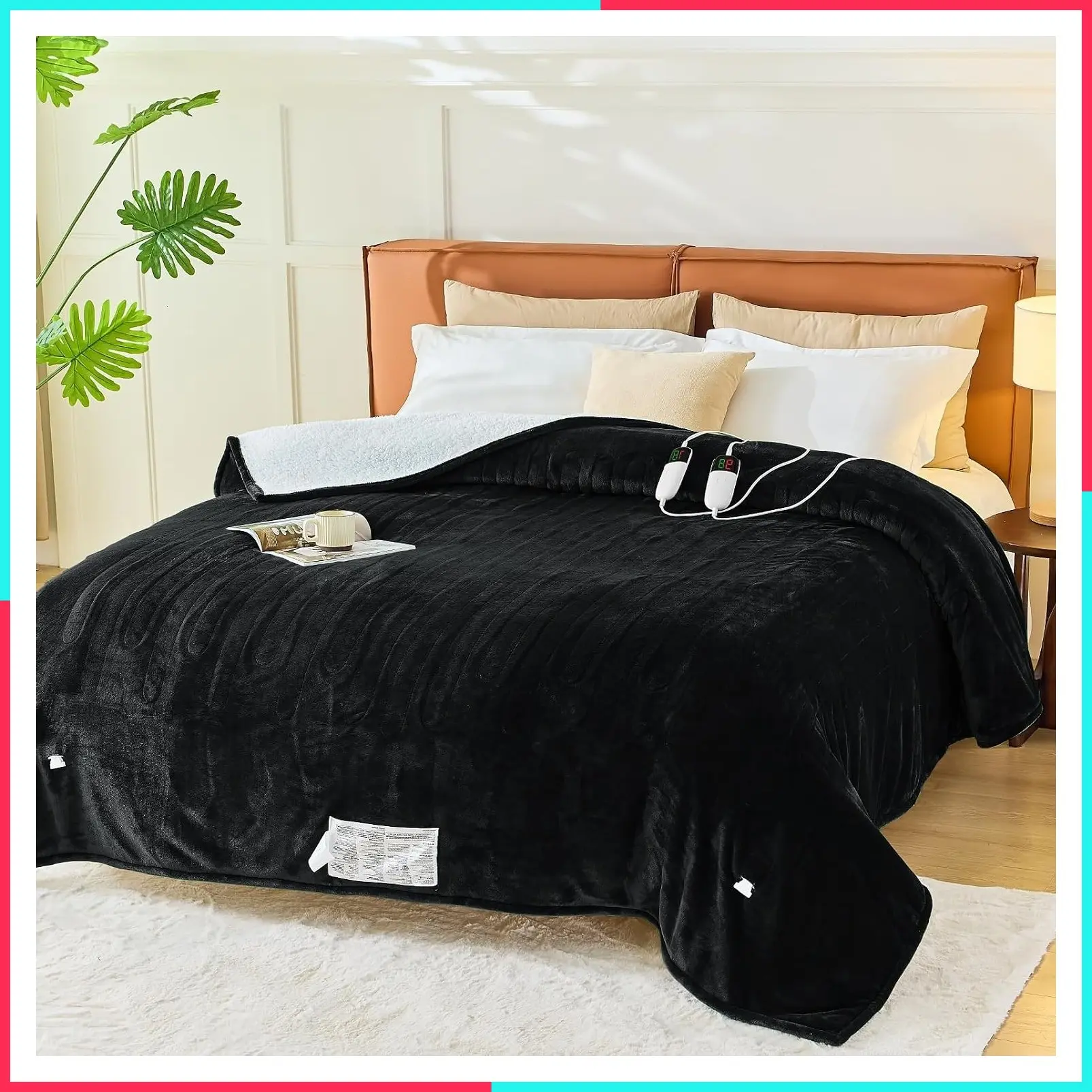 Queen Size Heated Electric Blanket 84" x 90" with Dual Control, 10 Heating Levels, 8-Hour Auto Off, Soft Warm Flannel, Christmas Birthday Gifts for Seniors Grandma