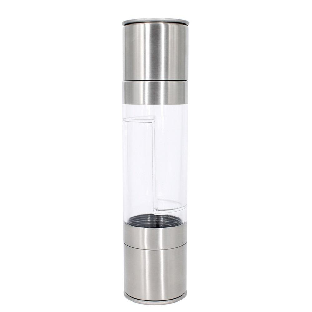 2 in 1 Salt & Pepper Grinder, 1 Count Stainless Steel Manual Salt & Pepper Mill Grinder, Salt Grinder Refillable, Kitchen Seasoning Utensils