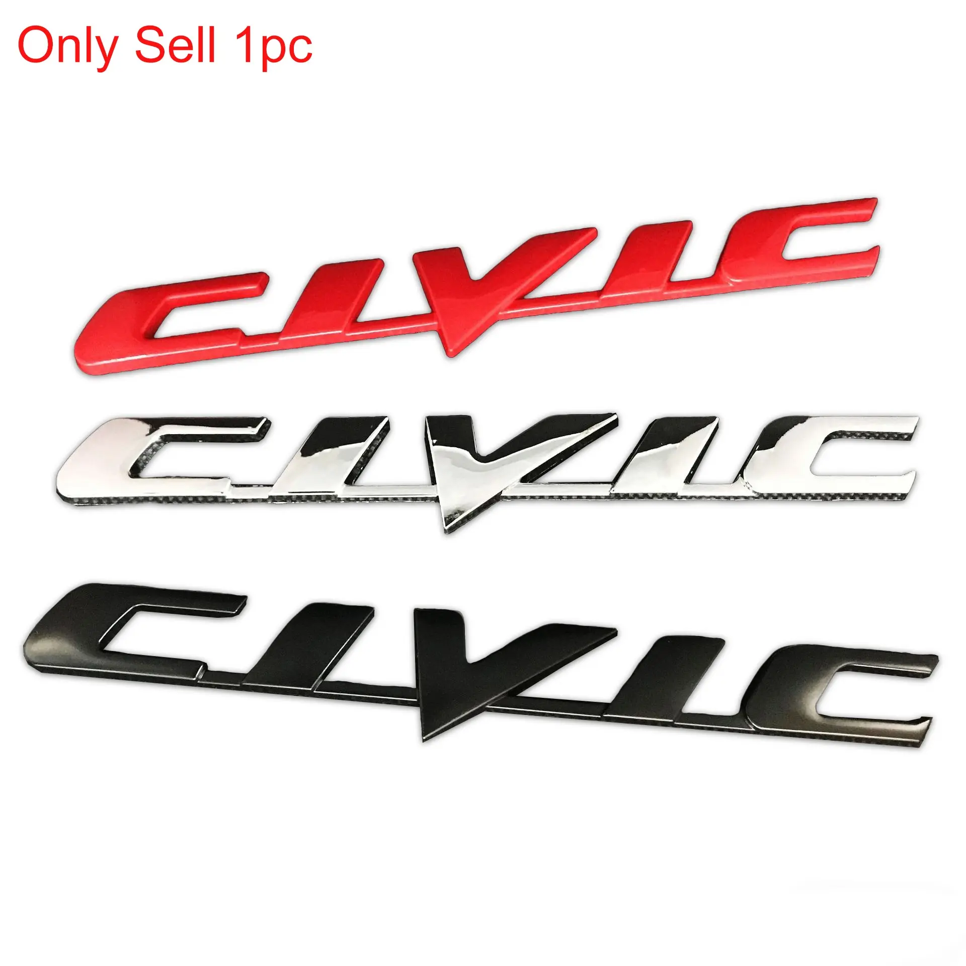 3D Metal Letter Emblem Badge Decal Car Styling For Civic Logo For Honda Civic 7 8 9 10 2022 2021 2020 2019 2018 Car Rear Tail Trunk Stickers Decals Auto Decoration Styling Accessories Vehicle Decor Badges Decals
