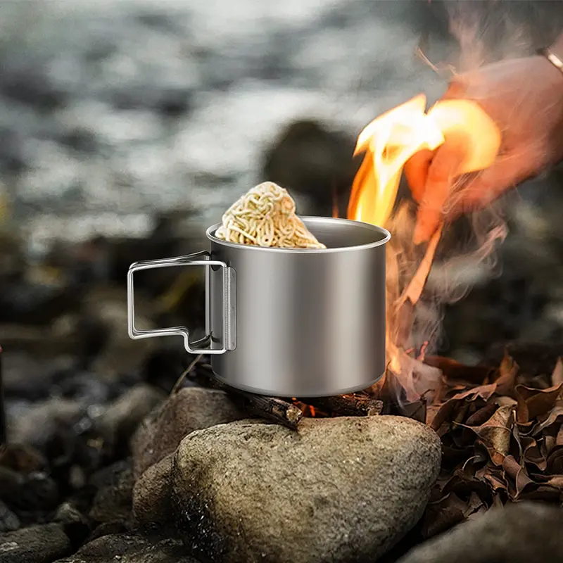 Uncoated Pure Titanium Outdoor Cup, 800ml/29oz Camping Kitchenware Drinkware Mug