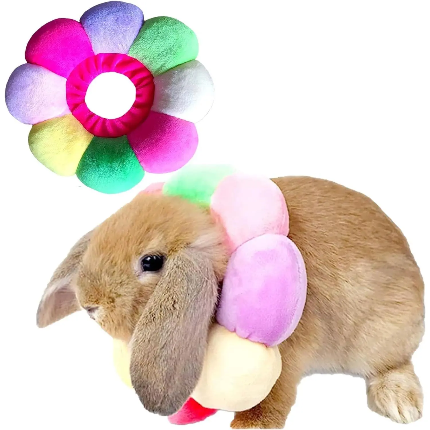 Soft Adjustable Cat Recovery Cone Collar Wound Healing Accessory, Stop Licking for Chinchilla Guinea Pigs Bunny Kitten Donut Collar After Surgery(Small)