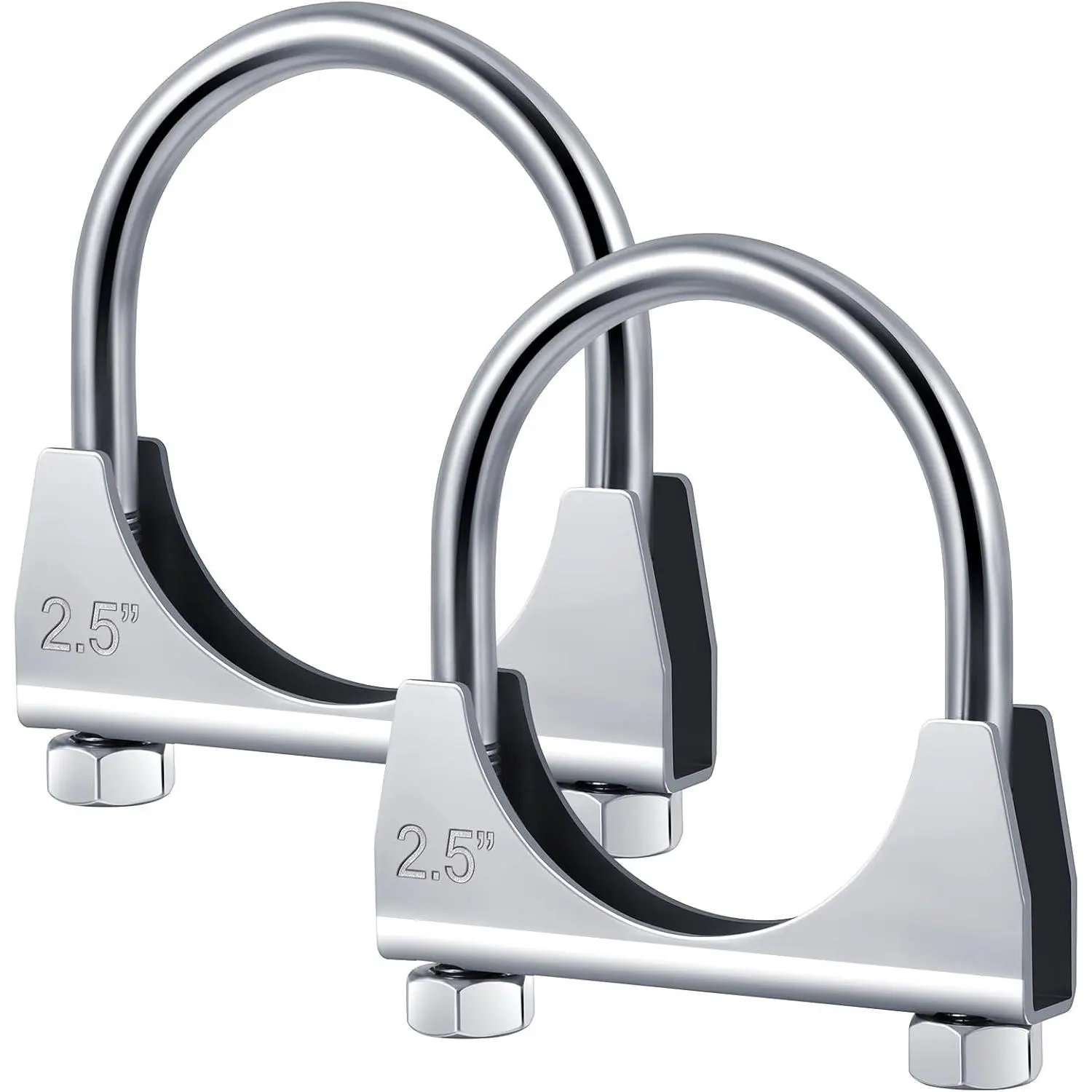 Heavy Duty 4-Pack 2.5" OD U-bolt Exhaust Clamp - Saddle Design Muffler Pipe Connector with Tip Hook Clip, Galvanized Iron for Exhaust System