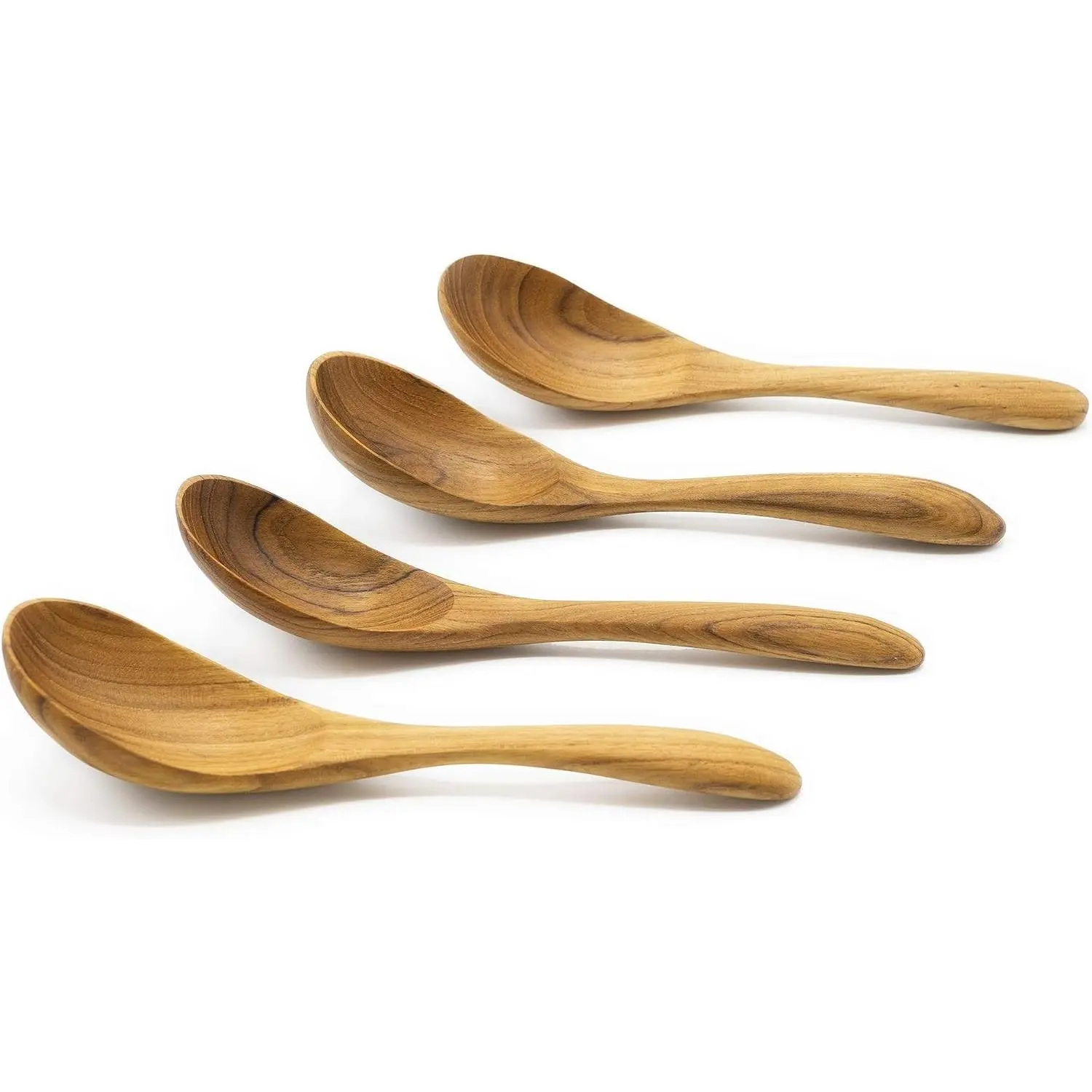 FAAY - Teak Soup Spoons, Chinese Style, Handcraft from High Moist-resistance Teakwood | Healthy Wooden Spoon, Cutlery, Flatware