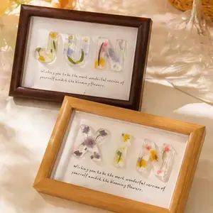 Custom Engraved Initial Letter Picture Frame, Minimalist Wooden Photo Frame with Customizable Words, Unique Home Decor Souvenir for All Occasions christmas idea gift