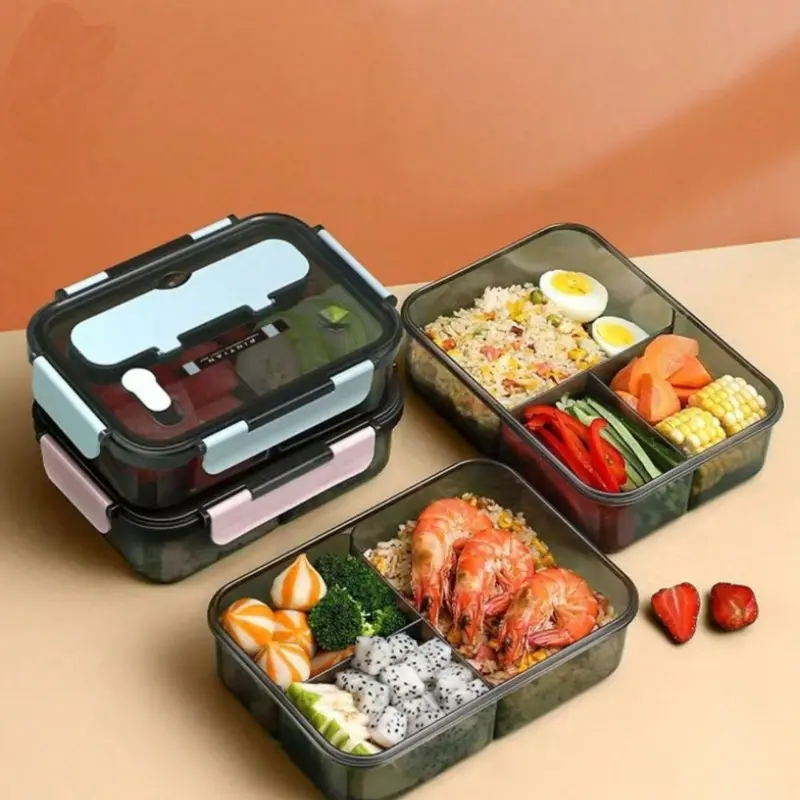 Sealed Rectangular Lunch Box with Compartments and Lid, Bento Lunchbox, Microwave Safe Square Meal Container, Ideal for School, Office, Travel, Outdoor Activities