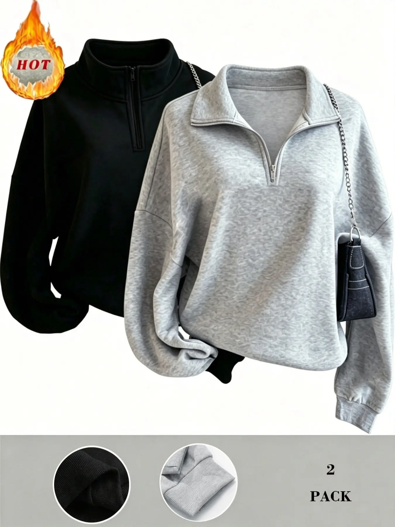 Men's Fall Winter Sweatshirt, Half-Zip Long Sleeve Loose Fit High Neck, Sporty Style, Plain Pattern, Unisex Fashion Outerwear, Casual