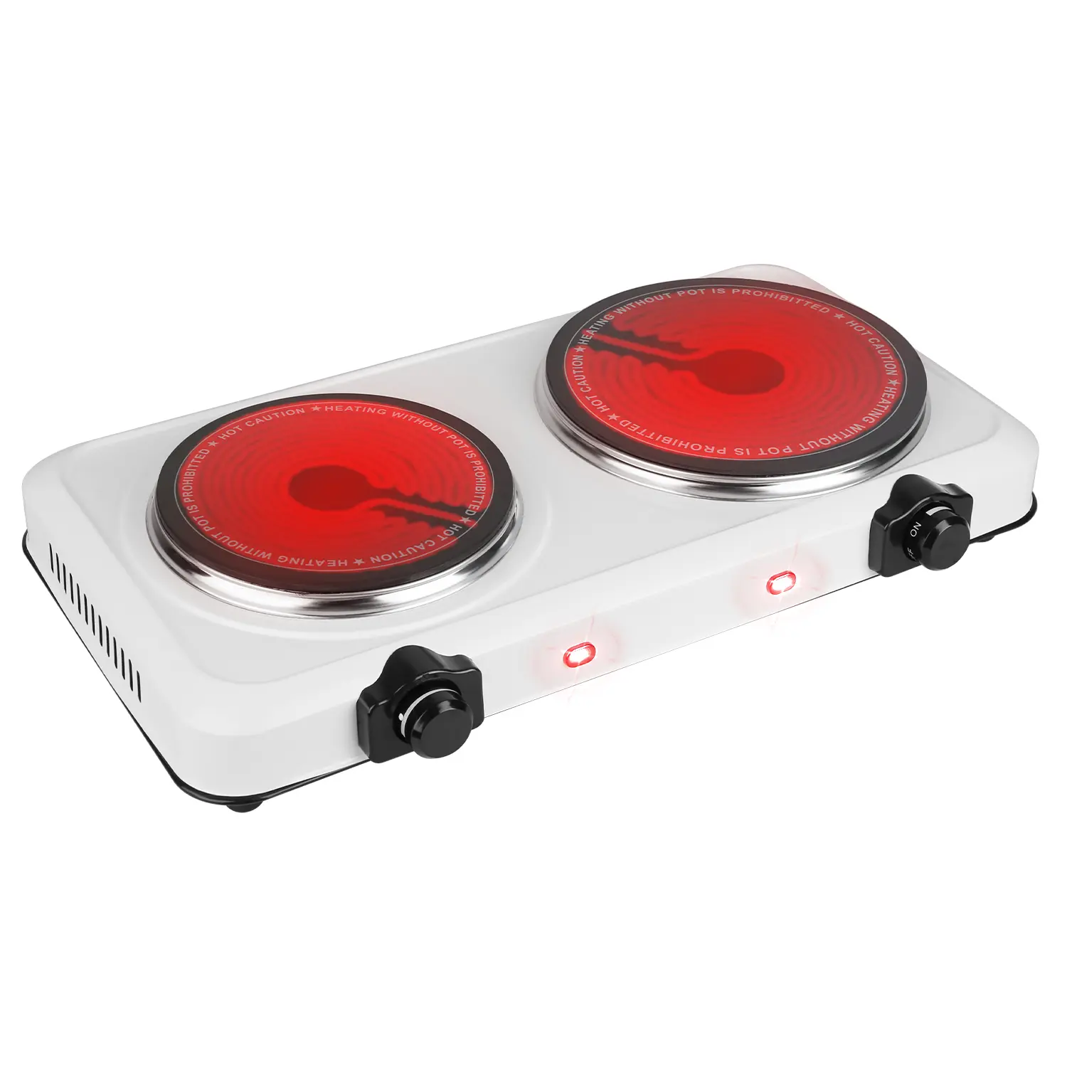 1Pc 2000W Electric Infrared Dual Burner Portable Heating Hot Plate Stove Countertop RV Hotplate With Glass Cooktop Stepless Temperature Adjustments For Home RV Camp