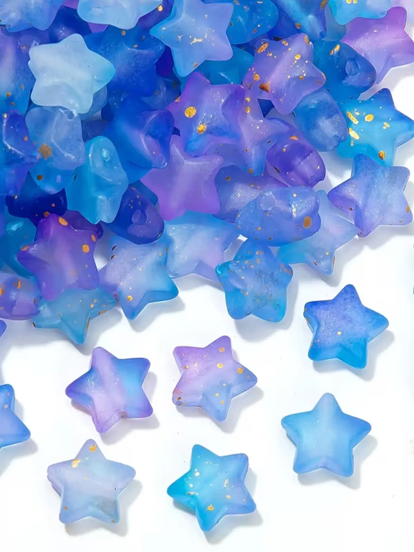 200pcs Blue-purple Frosted Star Beads, Ideal for DIY Jewelry Making, Bracelets, Earrings, Necklaces, Color Matte Frosted Color Acrylic Craft Accessories, Pendant Accessories, Jewelry Making Pendants, DIY Beading Accessories