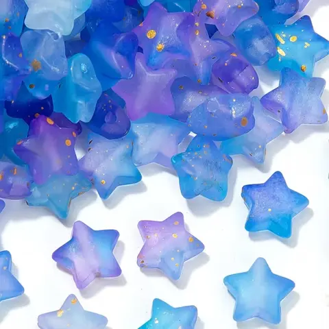 200pcs Blue-purple Frosted Star Beads, Ideal for DIY Jewelry Making, Bracelets, Earrings, Necklaces, Color Matte Frosted Color Acrylic Craft Accessories, Pendant Accessories, Jewelry Making Pendants, DIY Beading Accessories, Beading Supplies, Bulk Beads