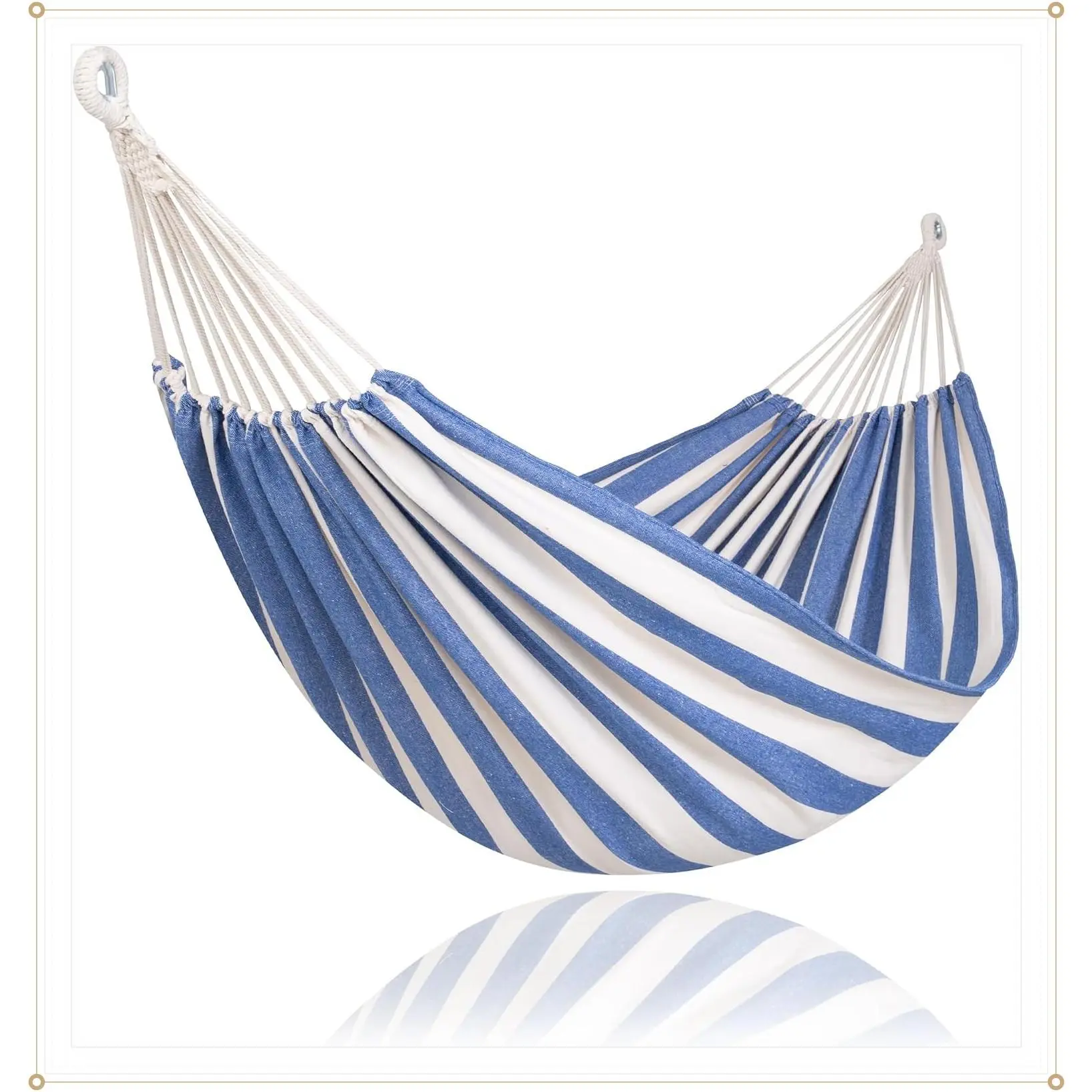 Two-Person Replacement Hammock for Stand, Blue White Stripes | Large Outdoor HammocksGift