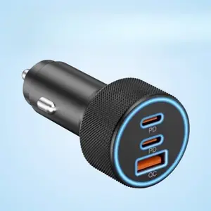 USB-C Car Charger, 3 Ports, 67W, Dual USB-C and USB-A Car Power Adapter