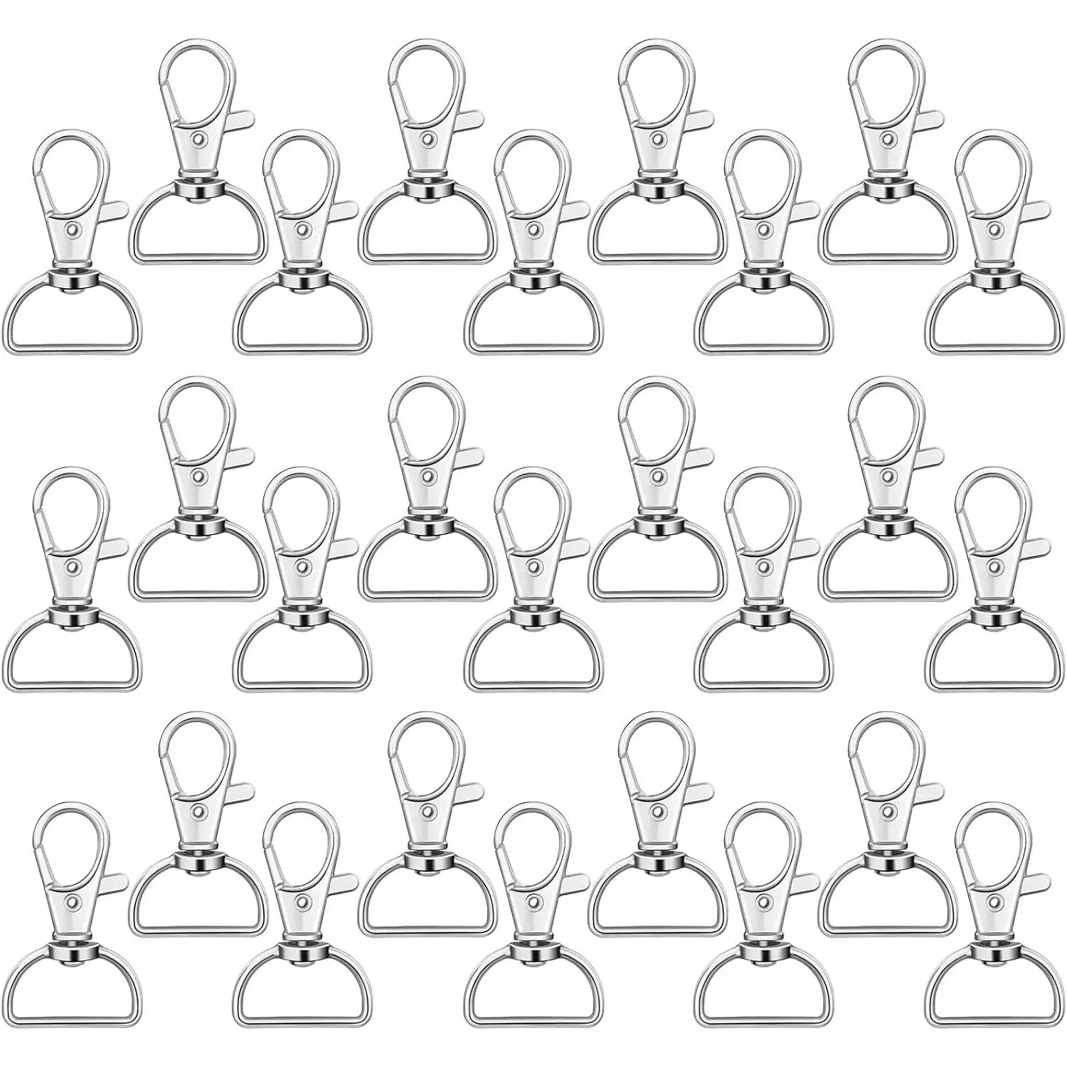 35 count Swivel Clasps Lanyard Snap Hooks  Clip Hook Metal Lobster Claw Clasp with D Rings for  Purse Hardware Sewing Craft Project(20 mm,)