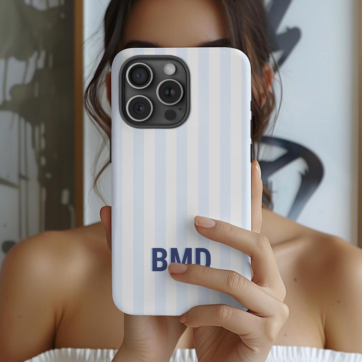 Monogram Initials Case for Smart Phone, Shadow Monogram Tough Phone Case with Initial Bridesmaid Gift Shockproof Protector