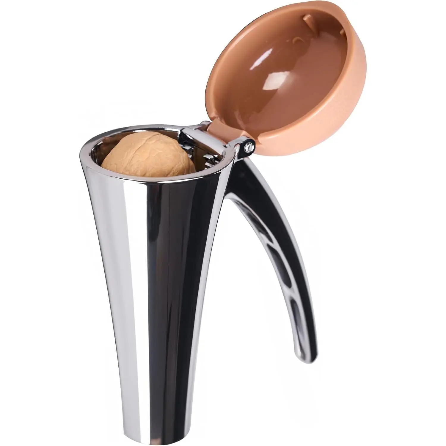 Nutcracker: Effortlessly Cracks Large to Medium Nuts, Heavy Duty Nut Cracker tool with Splash-Proof Brown Lid, Long Ergonomic Leverage & Spring Return walnut pecan cracker