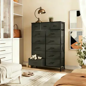 Aobtkel Living Room 13 Fabric Drawers Cabinet Storage Organizer Cabinet Adjustable Feet Steel Frame Assembly Closet For Furniture