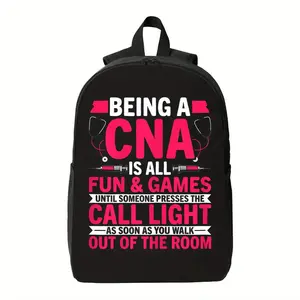 Funny CNA Backpack - Nursing Student Gift, Medical Humor Bags with Zipper Closure - Black Backpack with Pink Text for Certified Nursing Assistants, Heavy-Duty School & Work Bag for CNAs, Nurse Bag, Healthcare Professional Accessory