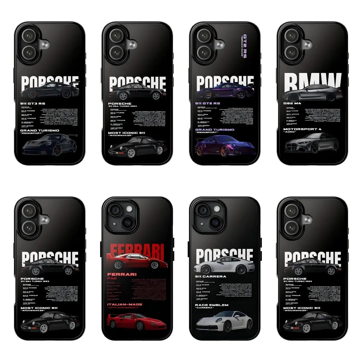 Sports Car Illustration Phone Case - Streamlined "Cool Black" Automotive Design Protective Cover - A Perfect Gift for Men, Car Enthusiasts, Streetwear Aficionados, and Racing Fans; for iPhone17 ProMax /16/15/14/13/12/11 Plus for Samsung phones, suitable f