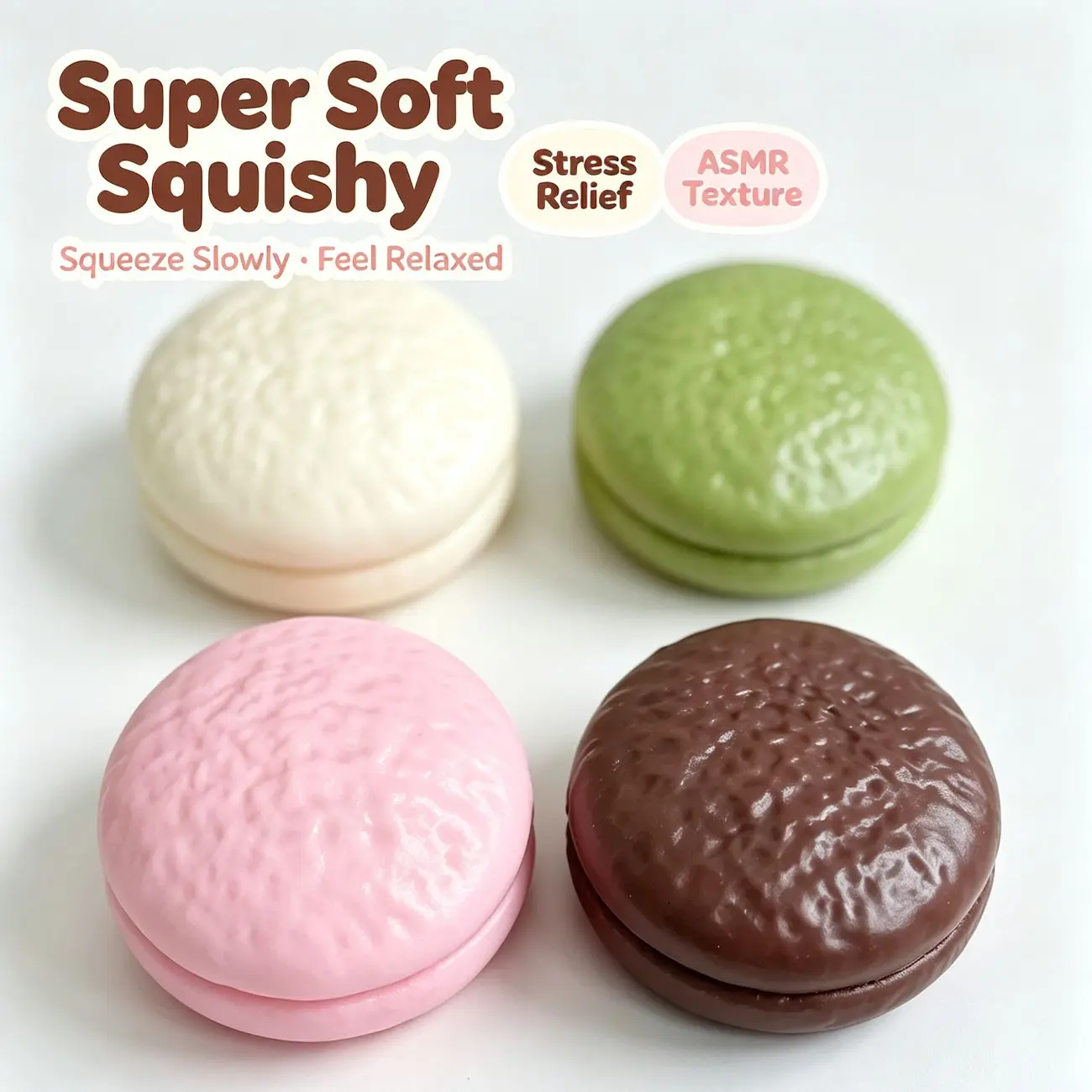 Chocolate Pie Squishy Fidget Toy, Sott Squeeze Stress Relief Toy, Asmr Sensory Decompression Toy, Cute Food Shape Squishies for Anxiety, Squishy Sensory Fidgets, 4 Colors