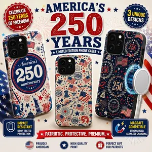 Patriotic-Themed Shockproof Phone Case — 250th Anniversary "Stars and Stripes" Commemorative Edition, Compatible with iPhone 11–17 Pro Max/Plus Series and Samsung Galaxy S23–S25 Series